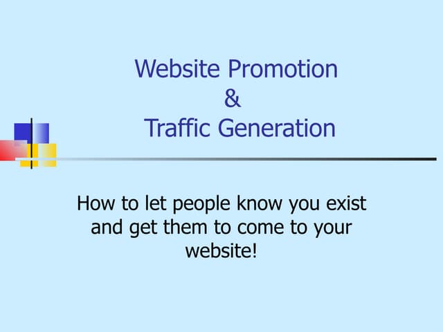 Website Promotion And Traffic Generation
