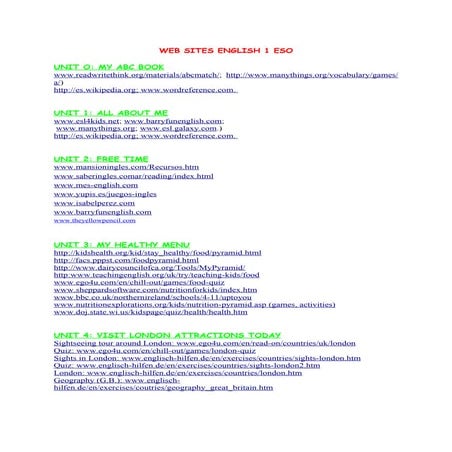 Web Sites English 1 Eso