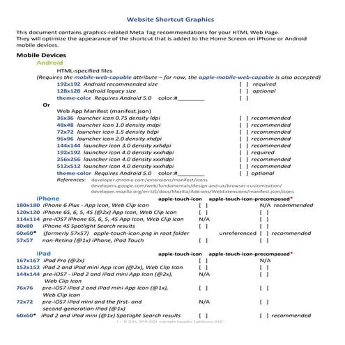 Website Shortcut Graphics Recommendations | PDF