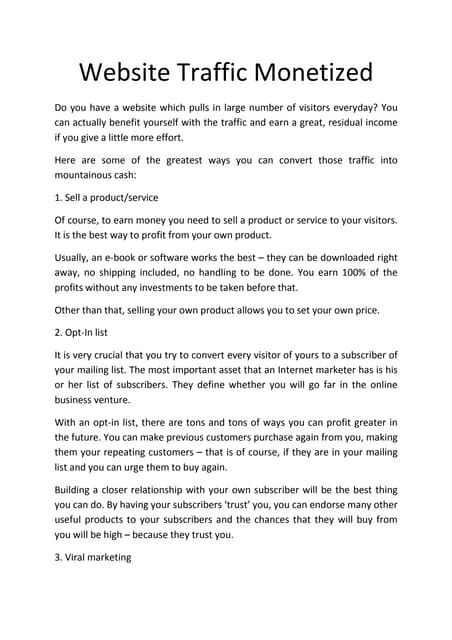 Website Traffic Monetized