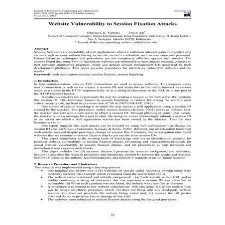 Website vulnerability to session fixation attacks