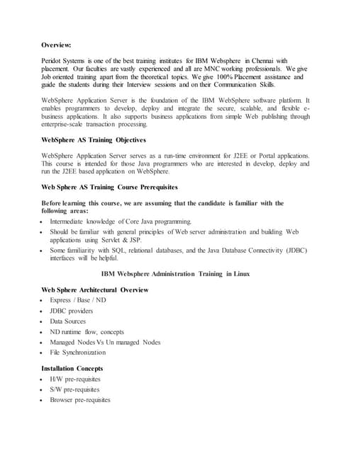 Websphere Training in chennai