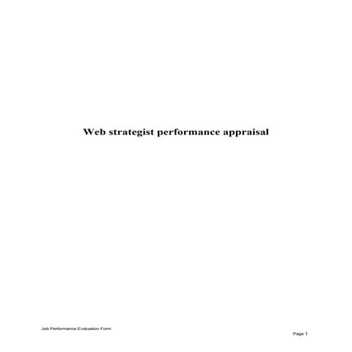 Web strategist performance appraisal