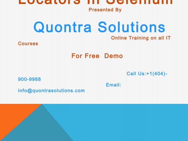 Web testing with selenium and  by quontra solutions