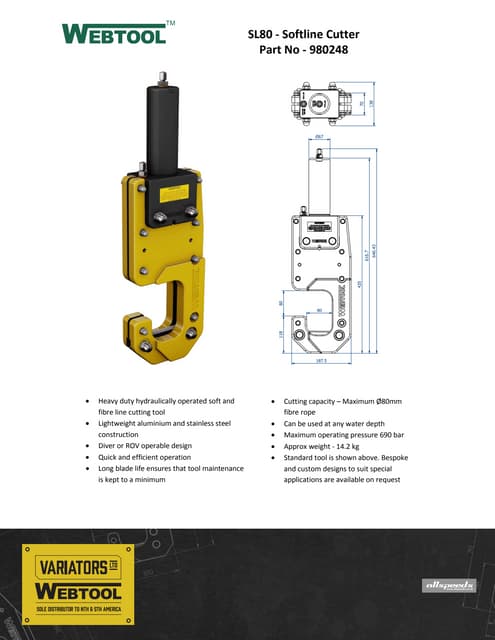 Webtool HCV100 Cable Umbilical and Riser Cutter - Data Sheet | PDF