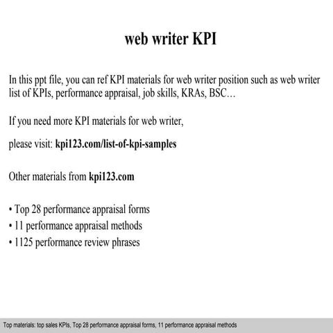 Web writer kpi