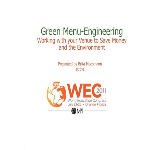 Green Menu Engineering for Meetings and Events