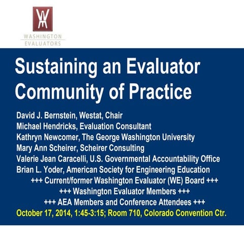Sustaining an Evaluator Community of Practice