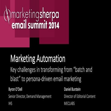 Marketing Automation: Key insights from a Best in Show lead generation campai...