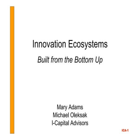 Innovation Ecosystems: Built from the Bottom Up