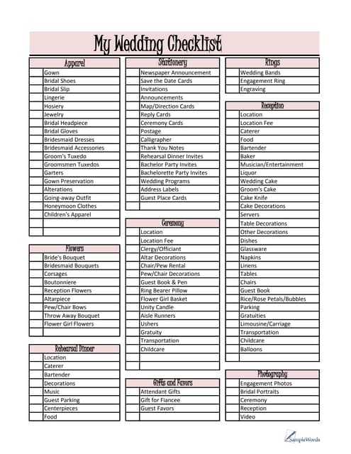 wedding planning checklist