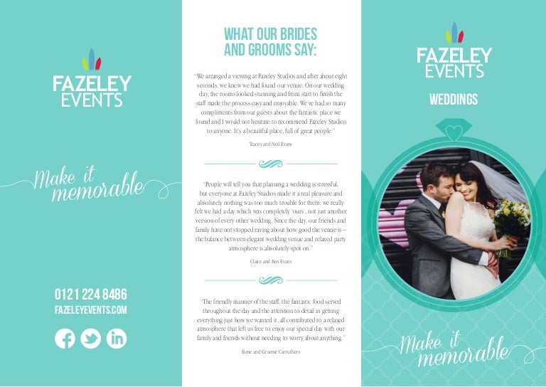 wedding brochure fazeley events