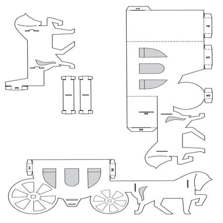 Wedding carriage pop up card pattern PDF