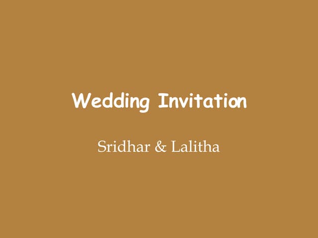 Invitation from Sridhar and Lalitha