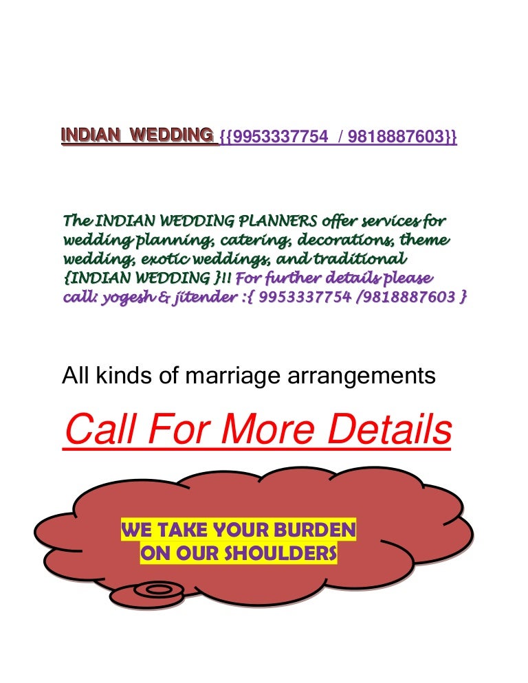 Wedding planner in Delhi @ 9953337754 / 9818887603