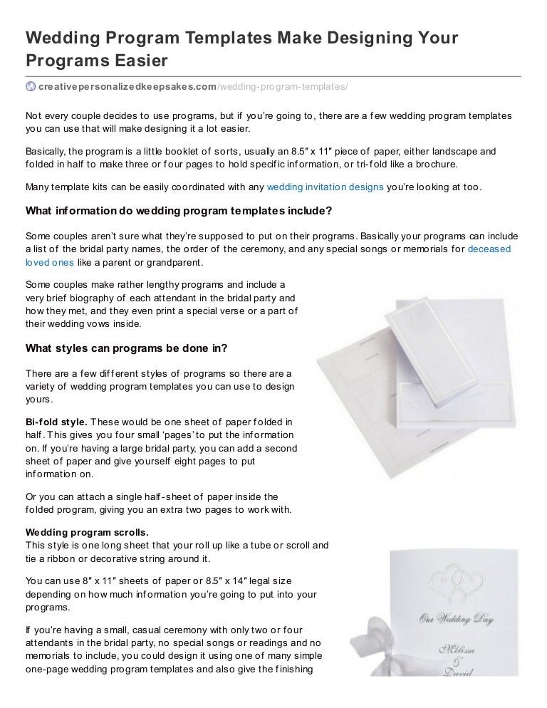 wedding program templates make designing your programs easier