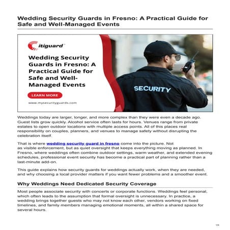 Complete Guide to Hiring Wedding Security Guards in Fresno for Safe and ...