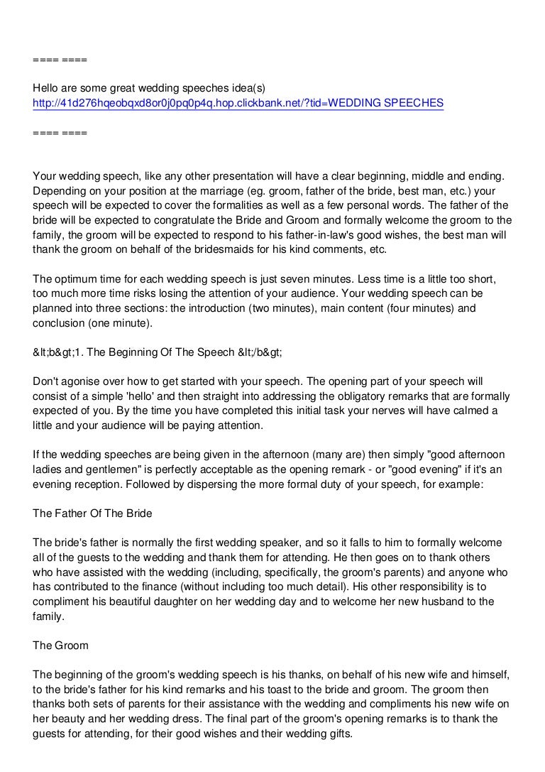 Order of wedding speeches image