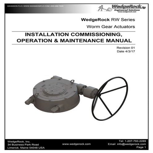 WedgeRock RW Worm Gear Actuator IOM