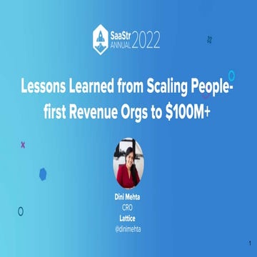 Lessons Scaling A People First Revenue Org To 100M