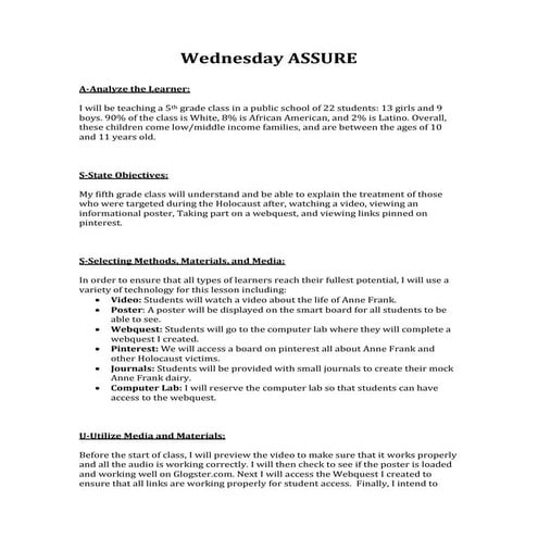 Wednesday assure
