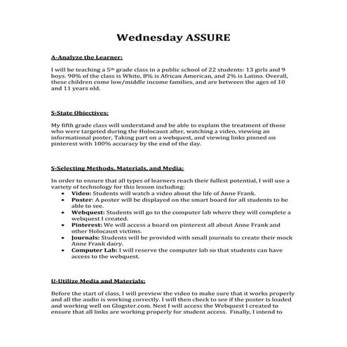 Wednesday assure