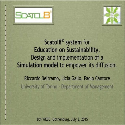 Scatol8® system for education on Sustainability. Design and implementation of...