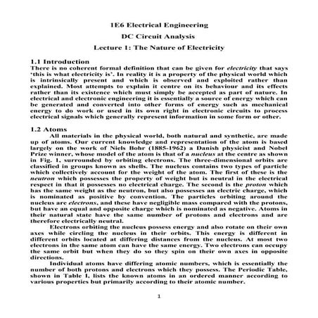 Nature of Electricity