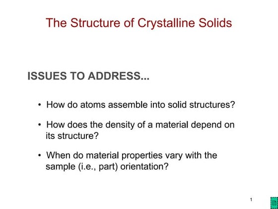 Stucture of Crystals Material Science Engineering | PPT