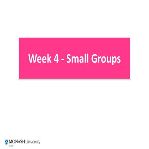 Week 4 Small Groups