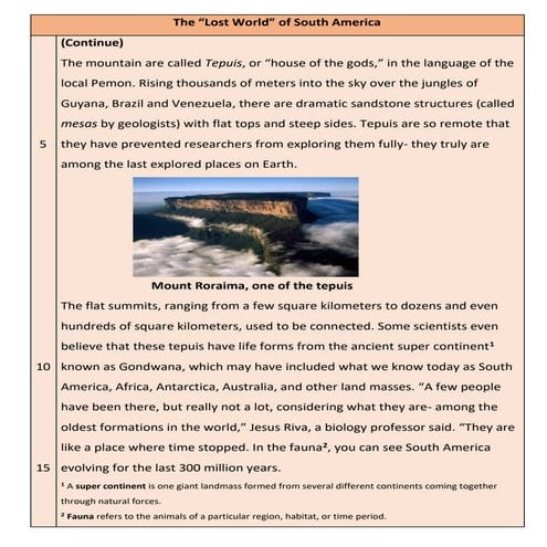 The “Lost World” of South America