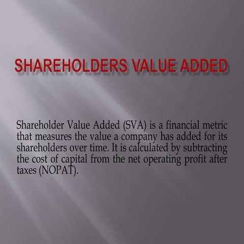SHAREHOLDERS VALUE ADDED and Market Value Added
