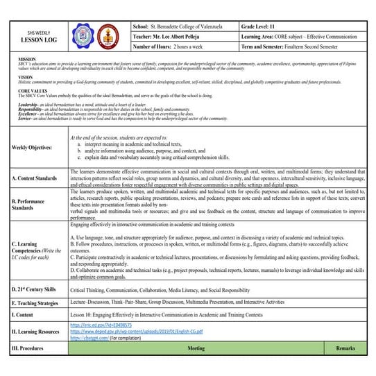 Effective Communication Ilaw Template Only | DOCX