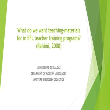 What we want materials for in EFL teaching