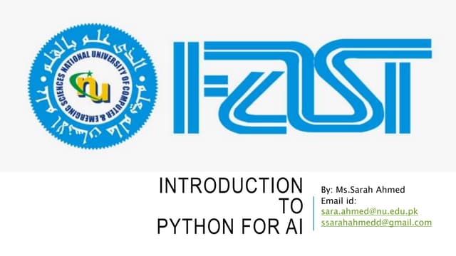 Introduction to Python Programming Language For Artificial Intelligence