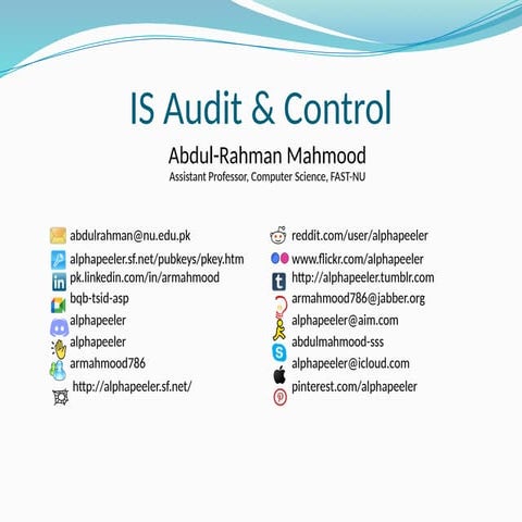 Information Systems Audit - week 1 lecture