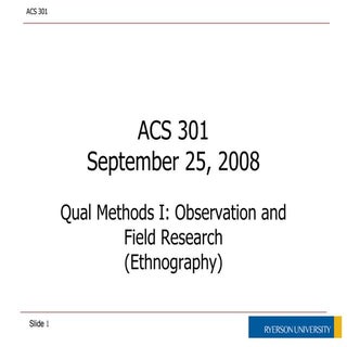 How To Do Ethnography and Field Res...