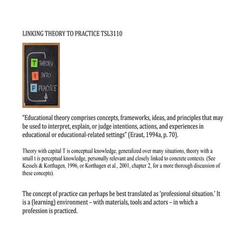 Introduction to Linking Theory into Practice