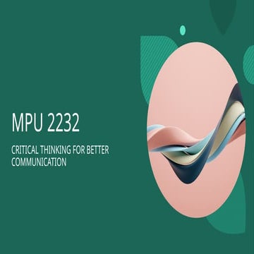 Week 1 of Critical thinking for better communication