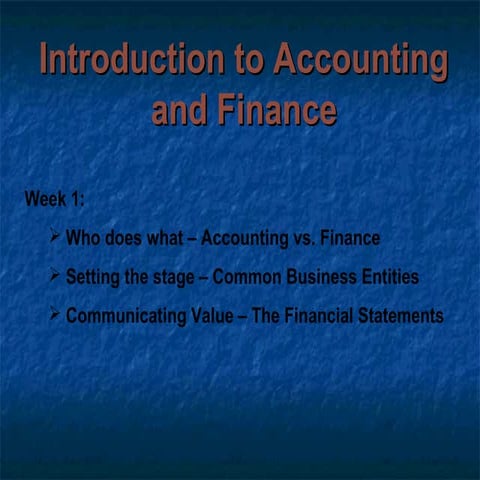 Week 1   business entities & financial statements
