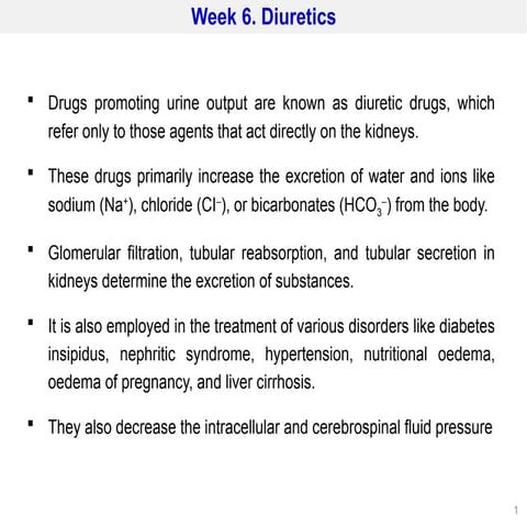 lecture note on medicinal chemistry. Diuretics