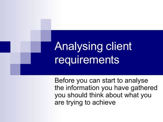 Week10 Analysing Client Requirements