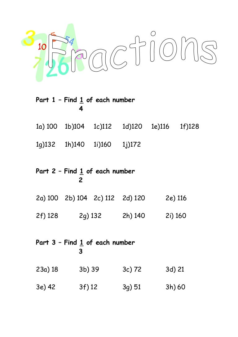 fractions of numbers