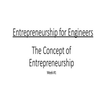 Entrepreneur for engineers, the concept of entrepreneurship