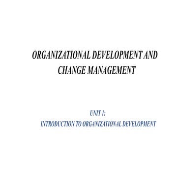 organisational development and change management 1
