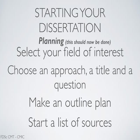 Week 11   starting your dissertation