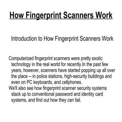 How Fingerprint Scanners Work | PDF
