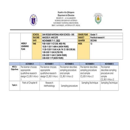 PR2- WEEKLY HOME LEARNING TO HIGH SCHOOL STUDENTS | PDF