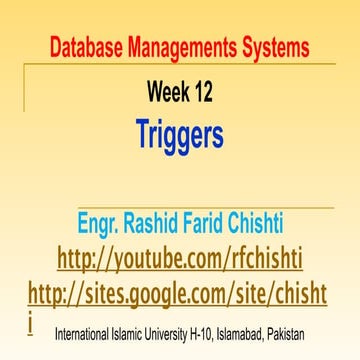 DBMS: Week 12 - Triggers in MySQL Database Server | PPT