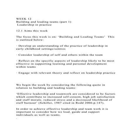 WEEK 12Building and leading teams (part 1) Leadership in pract.docx